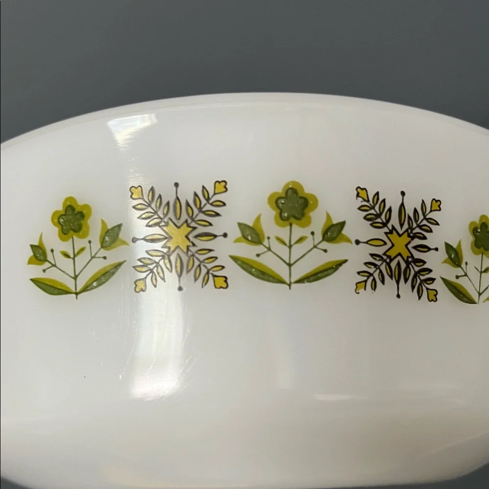 Vintage Fire King Meadow Green Casserole dish